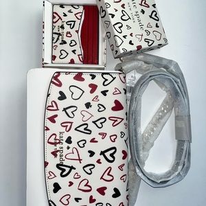 Kate Spade Carson Convertible Crossbody w/Staci boxed card case, Scribble Hearts